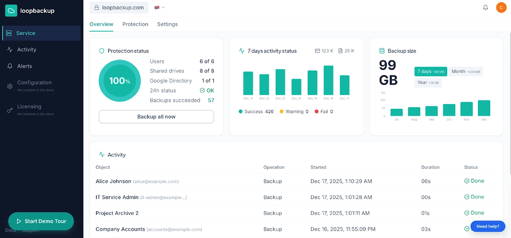 Loop Backup cloud backup for Microsoft 365