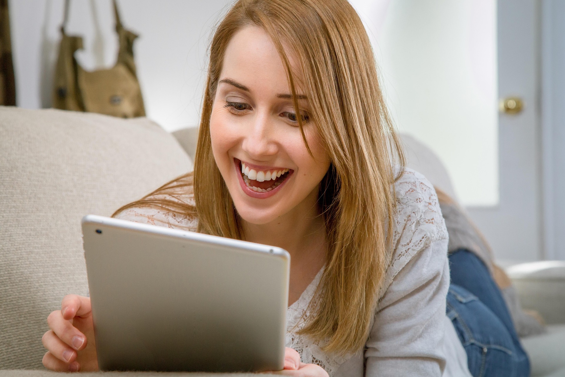 Person exploring products and services on a tablet